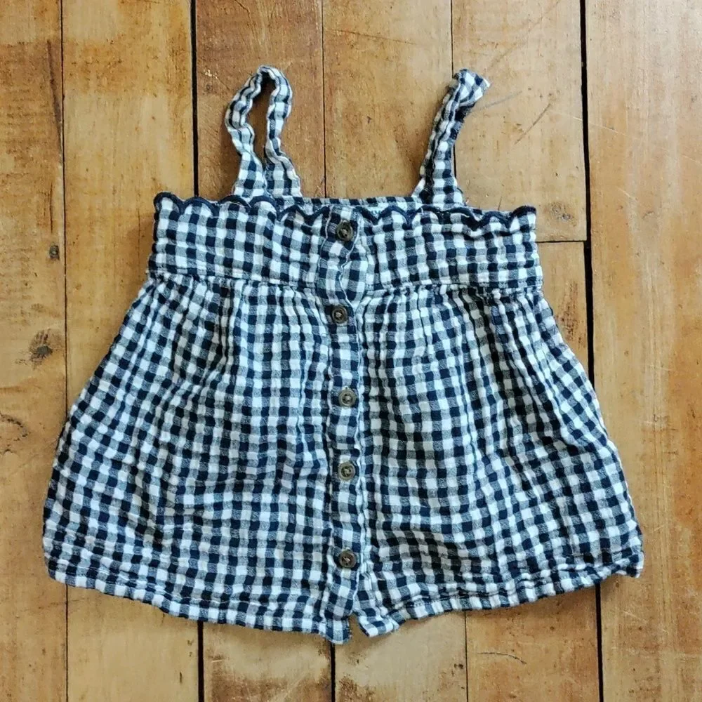 Old Navy Tank Top 2T Blue Gingham Cotton Spring Summer Boho